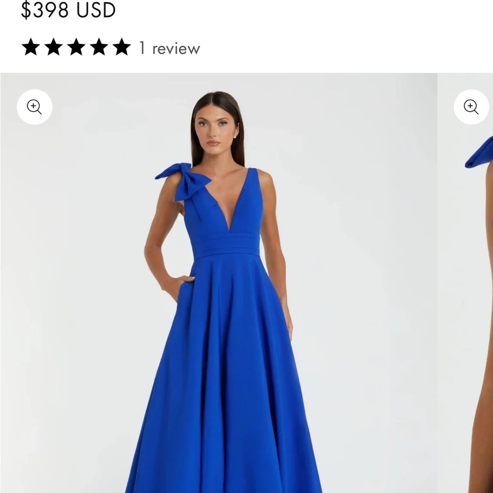 Mac Duggal Cobalt Blue V-Neck Wedding Gown